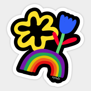 Pride flowers and rainbow Sticker